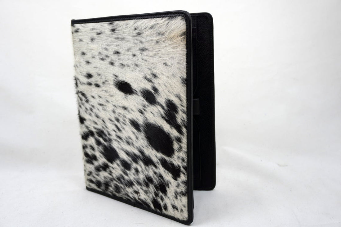 GENUINE Cowhide File Bag | Natural Hair-on Leather Office File Cover | Documents Bag