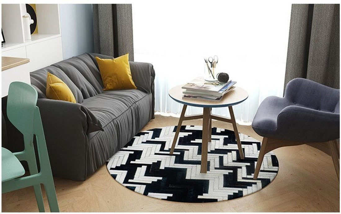 HANDMADE 100% Natural Patchwork Cowhide Area Rug | Hair on Leather Cowhide Carpet | PR125