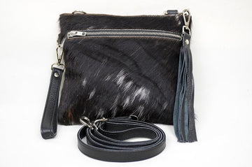 Natural Cowhide Cross body Bags with Strap | 100% Real Hair On Cowhide Leather Wristlet Bags | Genuine Cow skin Ladies Handbags | CB11