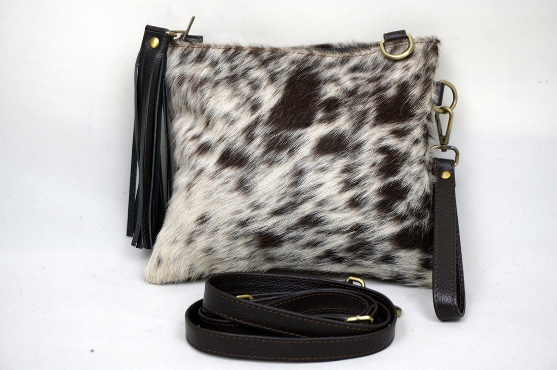 Natural Cowhide Cross body Bags with Strap | 100% Real Hair On Cowhide Leather Wristlet Bags | Genuine Cow skin Ladies Handbags | CB12