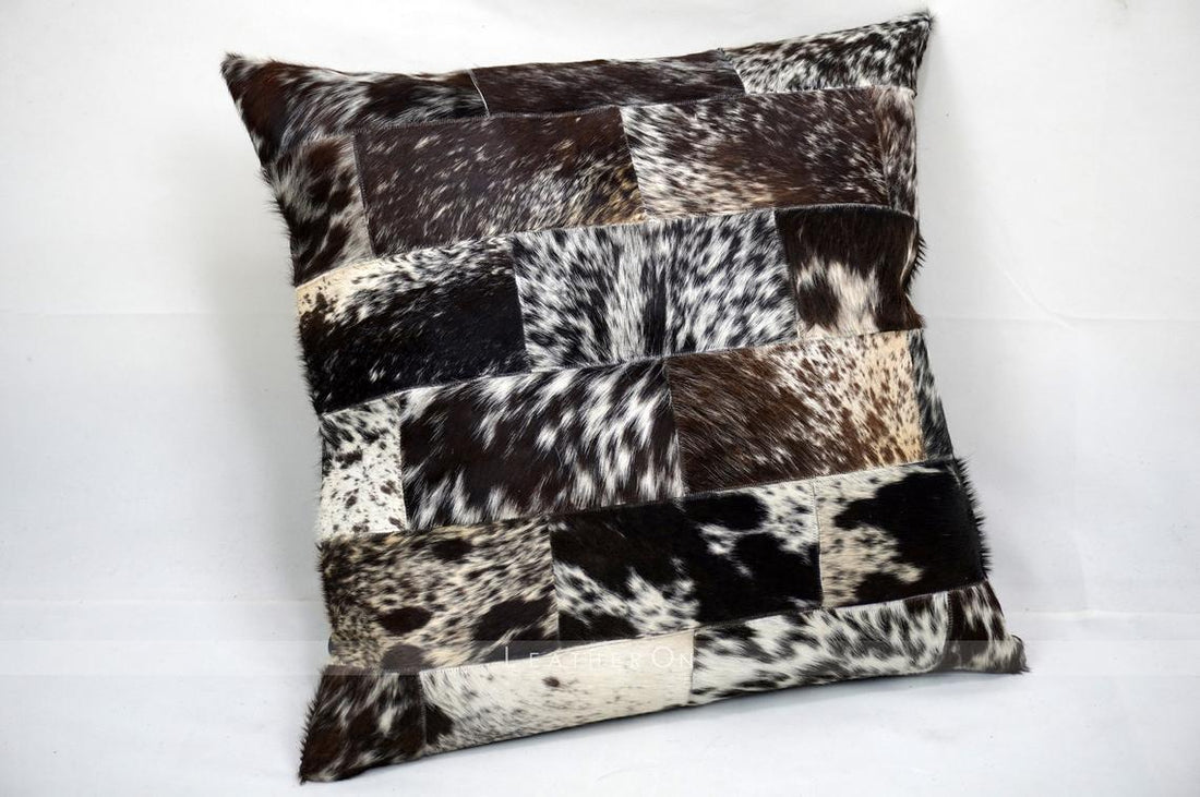 Cowhide Pillow Covers Natural Cowhide Patchwork Pillow Cases 100% Real Hair on Leather Patchwork Cushion Covers | PLW 202