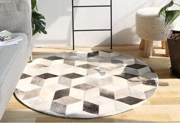 HANDMADE 100% Natural Patchwork Cowhide Area Rug | Hair on Leather Cowhide Carpet | PR128