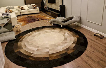 HANDMADE 100% Natural Patchwork Cowhide Area Rug | Hair on Leather Cowhide Carpet | PR166