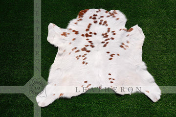 EXACT As PHOTO ( 3 X 2.8 ft. ) !! Unique 100% Natural Calf Skin Hair on Leather Area Rug | Real Hair on Calf Skin Leather Area Rug