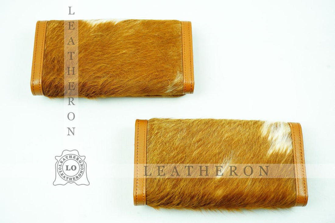 100% Natural Cowhide Clutch Wallet | Real Hair on Leather Clutch Purse | Genuine Cow Skin Leather Clutch Pouch