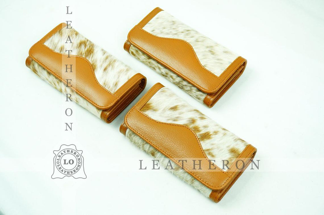 100% Natural Cowhide Clutch Wallet | Real Hair on Leather Clutch Purse | Genuine Cow Skin Leather Clutch Pouch
