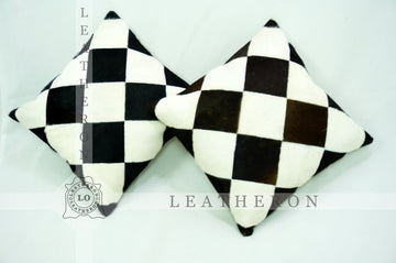 Patchwork Cowhide Pillow Covers Real Hair on Leather Pillow Cases Natural Cow Skin Cushion Covers | PLW 212