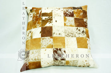 Genuine Cowhide Pillow Covers Natural Hair on Leather Cushion Covers Real Cowhide Pillow Cases | PLW 205