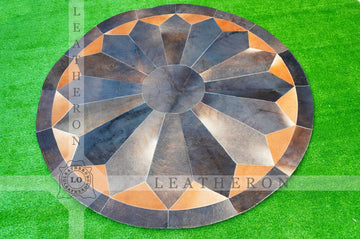 Authentic Handcrafted Cowhide Patchwork Rug | Hair on Leather Cowhide Carpet | PR119
