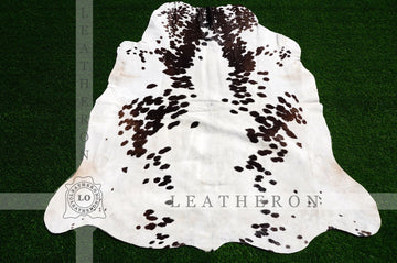 Small ( 4 X 4.4 ft. ) EXACT As PHOTO !! 100% Natural Cowhide Hair on Leather Area Rug | Original Hair on Cowhide Leather Area Rug