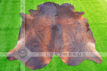 X Large ( 6.6 X 6 ft. ) EXACT As PHOTO !! 100% Natural Cowhide Hair on Leather Area Rug | Original Hair on Cowhide Leather Area Rug
