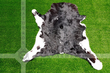 EXACT As PHOTO ( 3.2 X 2.8 ft. ) !! 100% Natural Calf Skin Hair on Leather Area Rug | Real Hair on Calf Skin Leather Area Rug