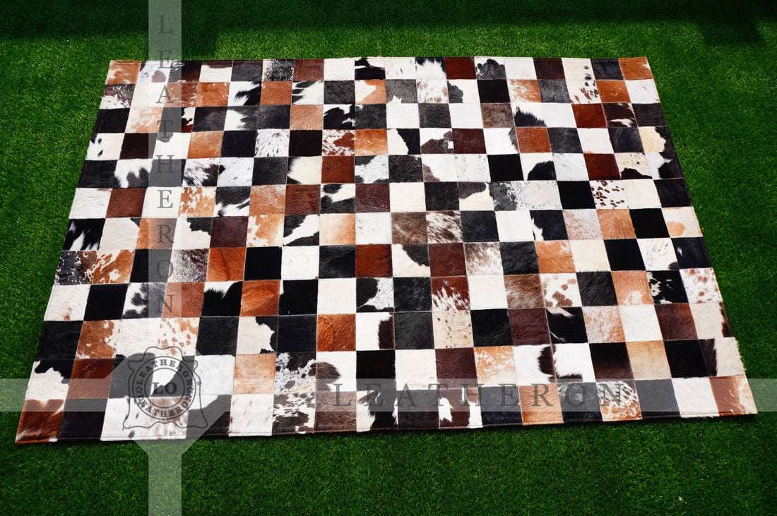 Exact As Picture (6 X 4 ft.) HANDMADE 100% Natural COWHIDE RUG | Patchwork Cowhide Area Rug | PR65