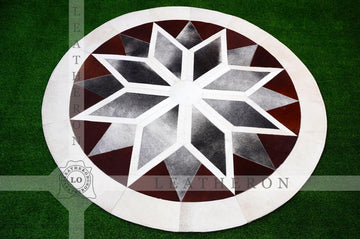 HANDMADE 100% Natural COWHIDE PATCHWORK AREA RUG | Hair on Leather Cowhide Carpet | PR116