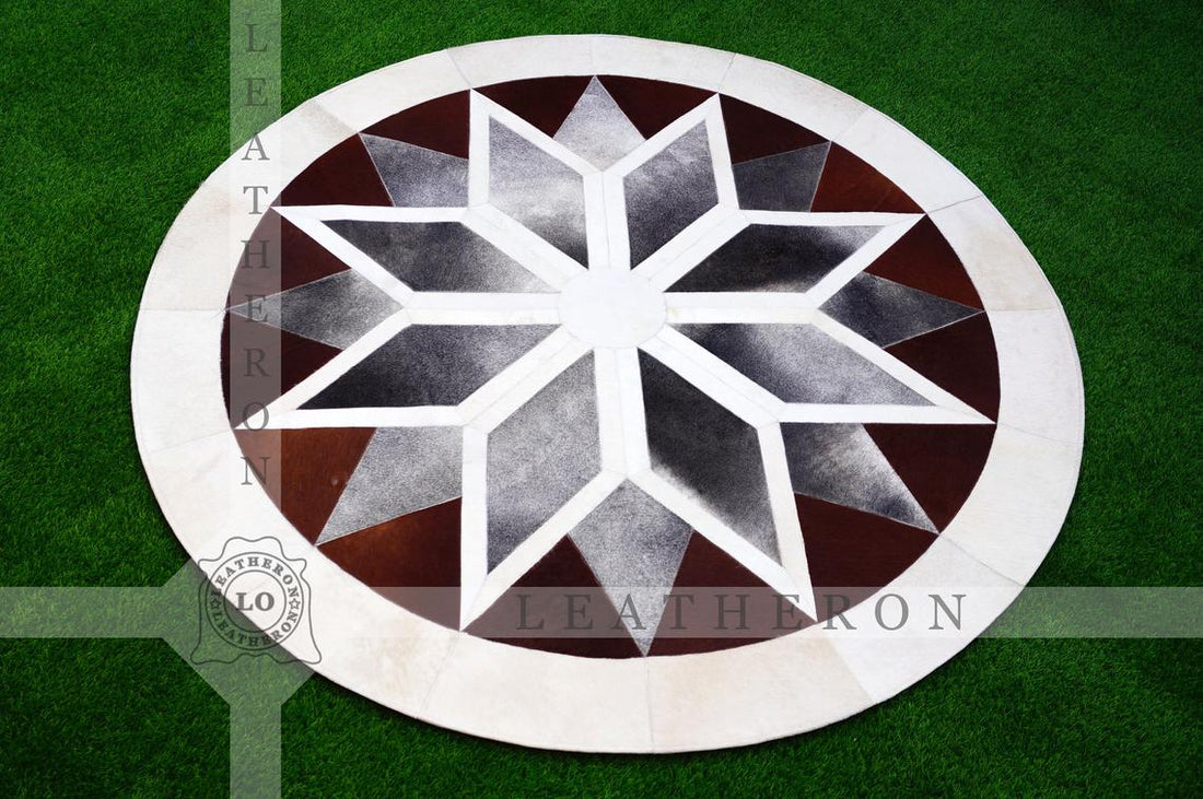 HANDMADE 100% Natural COWHIDE PATCHWORK AREA RUG | Hair on Leather Cowhide Carpet | PR116