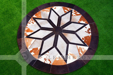 Exact As Picture ( 5 X 5 ft.) HANDMADE 100% Natural COWHIDE RUG | Patchwork Cowhide Area Rug | Hair on Leather Cowhide Carpet | PR113
