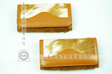 100% Natural Cowhide Clutch Wallet | Real Hair on Leather Clutch Purse | Genuine Cow Skin Leather Clutch Pouch