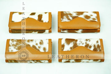 100% Natural Cowhide Clutch Wallet | Real Hair on Leather Clutch Purse | Genuine Cow Skin Leather Clutch Pouch