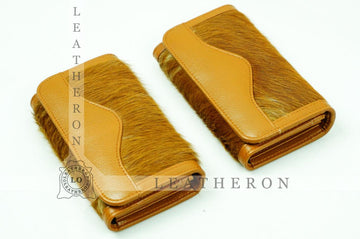 100% Natural Cowhide Clutch Wallet | Real Hair on Leather Clutch Purse | Genuine Cow Skin Leather Clutch Pouch