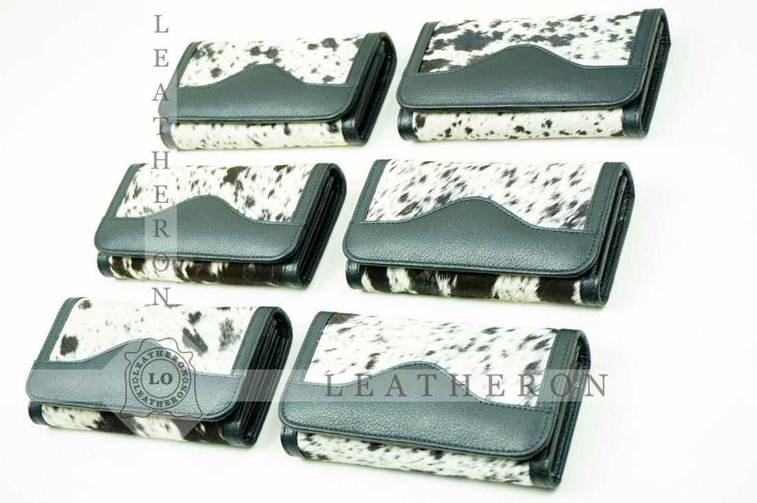 100% Natural Cowhide Clutch Wallet | Real Hair on Leather Clutch Purse | Genuine Cow Skin Leather Clutch Pouch
