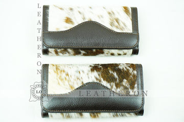 100% Natural Cowhide Clutch Wallet | Real Hair on Leather Clutch Purse | Genuine Cow Skin Leather Clutch Pouch