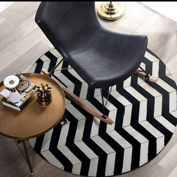 HANDMADE 100% Natural Patchwork Cowhide Area Rug | Hair on Leather Cowhide Carpet | PR129