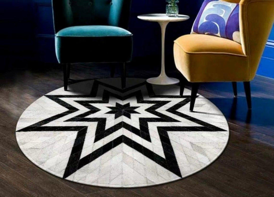 HANDMADE 100% Natural Patchwork Cowhide Area Rug | Hair on Leather Cowhide Carpet | PR86