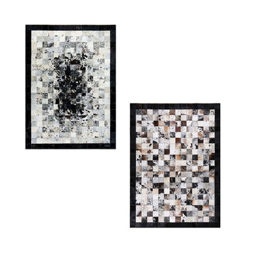 HANDMADE 100% Natural COWHIDE RUG | Patchwork Cowhide Area Rug | Real Cowhide Hallway Runner | Hair on Leather Cowhide Carpet | PR12