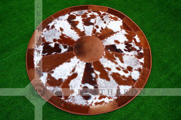 Exact As Picture (4 X 4 ft.) HANDMADE 100% Natural COWHIDE RUG | Patchwork Cowhide Area Rug | Hair on Leather Cowhide Carpet | PR118