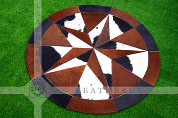 Exact As Picture (4 X 4 ft.) HANDMADE 100% Natural COWHIDE RUG | Patchwork Cowhide Area Rug | Hair on Leather Cowhide Carpet | PR122