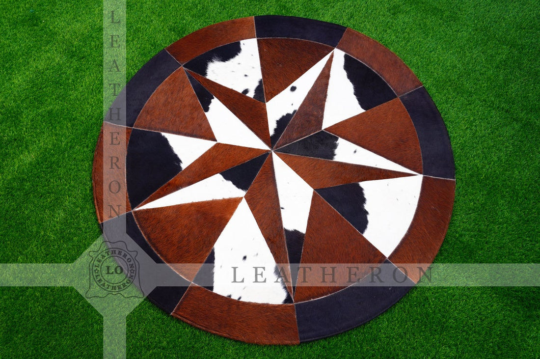 Exact As Picture (4 X 4 ft.) HANDMADE 100% Natural COWHIDE RUG | Patchwork Cowhide Area Rug | Hair on Leather Cowhide Carpet | PR122
