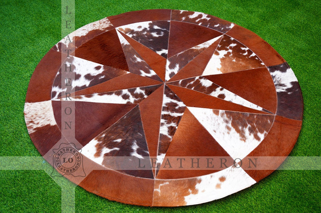Exact As Picture ( 5 X 5 ft.) HANDMADE 100% Natural COWHIDE RUG | Patchwork Cowhide Area Rug | Hair on Leather Cowhide Carpet | PR114
