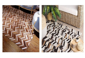 HANDMADE 100% Natural COWHIDE RUG | Patchwork Cowhide Area Rug | Real Cowhide Hallway Runner | Hair on Leather Cowhide Carpet | PR19