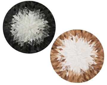 HANDMADE 100% Natural Patchwork Cowhide Area Rug | Hair on Leather Cowhide Carpet | PR124