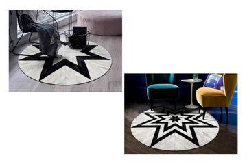 HANDMADE 100% Natural Patchwork Cowhide Area Rug | Hair on Leather Cowhide Carpet | PR86