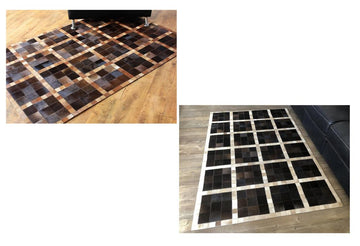 HANDMADE 100% Natural COWHIDE RUG | Patchwork Cowhide Area Rug | Real Cowhide Hallway Runner | Hair on Leather Cowhide Carpet | PR56