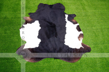 Exact As Photo ( 5.4 X 4.7 ft ), Panda Black White COWHIDE RUG | 100% Natural Cowhide Area Rug | Real Hair-on Leather Cow Hide Rug | C438