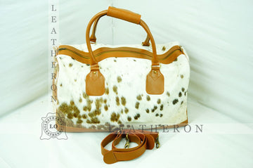 Natural COWHIDE Duffel Bag Hair On Leather TRAVEL Bag Real Cow hide Luggage Bag Original Cow Skin Duffel Bag | DB42