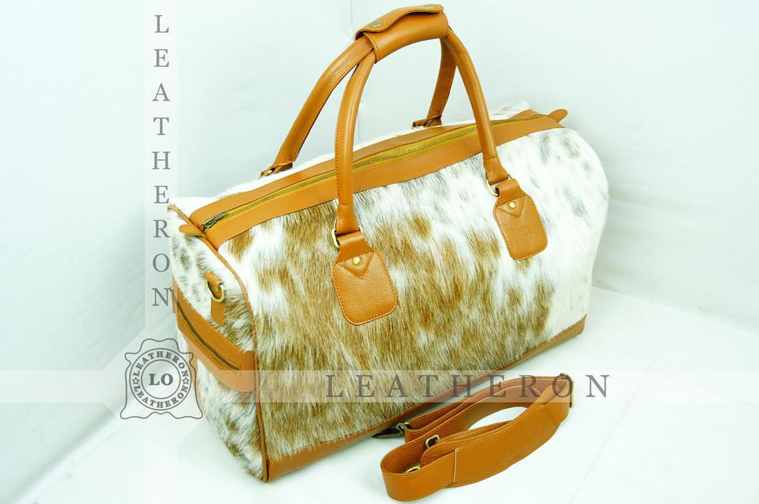 Natural COWHIDE Duffel Bag Hair On Leather TRAVEL Bag Real Cow hide Luggage Bag Original Cow Skin Duffel Bag | DB47