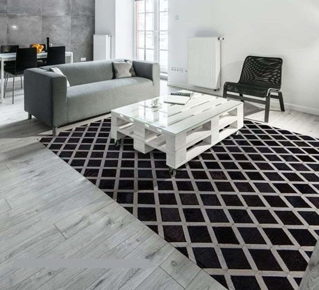 HANDMADE 100% Natural COWHIDE RUG | Patchwork Cowhide Area Rug | Real Cowhide Hallway Runner | Hair on Leather Cowhide Carpet | PR74