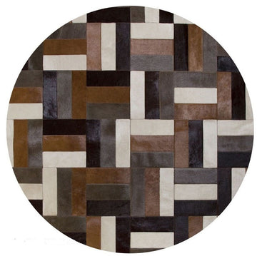 Natural Beauty: Handmade Cowhide Patchwork Leather Rug, 100% Genuine | Hair on Carpet | PR103