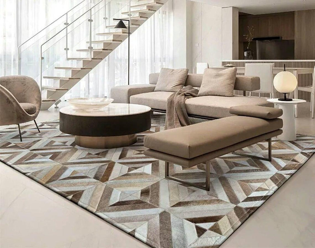 HANDMADE 100% Natural COWHIDE RUG | Patchwork Cowhide Area Rug | Real Cowhide Hallway Runner | Hair on Leather Cowhide Carpet | PR54