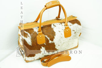 Natural COWHIDE Duffel Bag Hair On Leather TRAVEL Bag Real Cow hide Luggage Bag | DB50