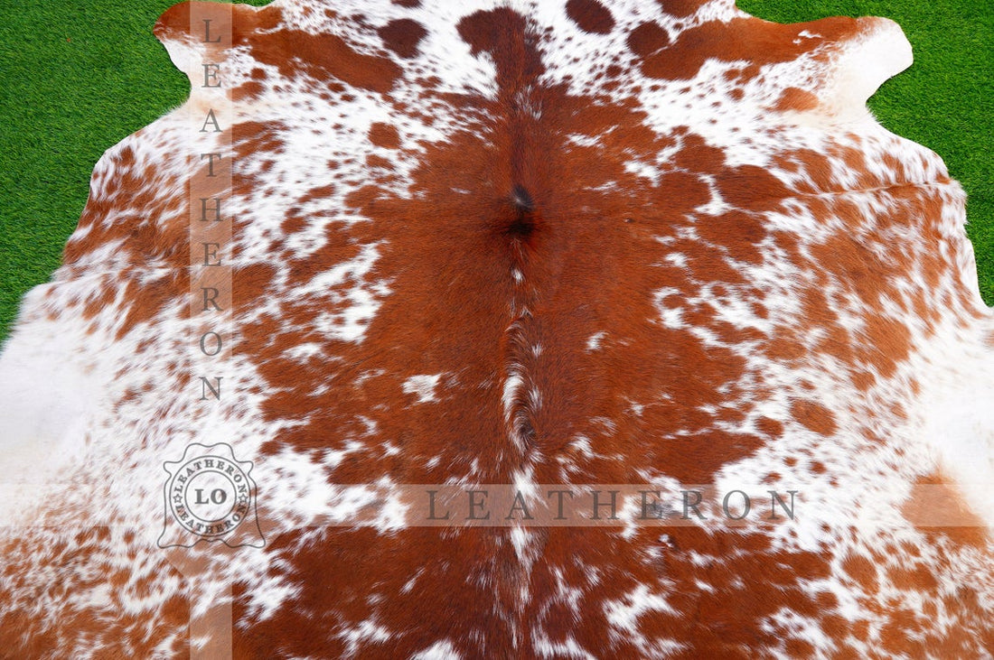 XLARGE (5.8 X 6 ft.) Exact As Photo, Brown White COWHIDE RUG | 100% Natural Cowhide Rug | Hair-on Leather Cow Hide Rug | C391