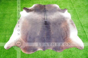 Large (5 X 5.8 ft.) EXACT As Photo, Dark Gray White COWHIDE RUG | 100% Natural Cowhide Area Rug | Hair-on Leather Cowhide Rug | C475