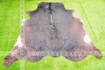 XLARGE (6 X 6 ft.) Exact As Photo, Black COWHIDE RUG | 100% Natural Cowhide Rug | Hair-on Leather Cow Hide Rug | C467