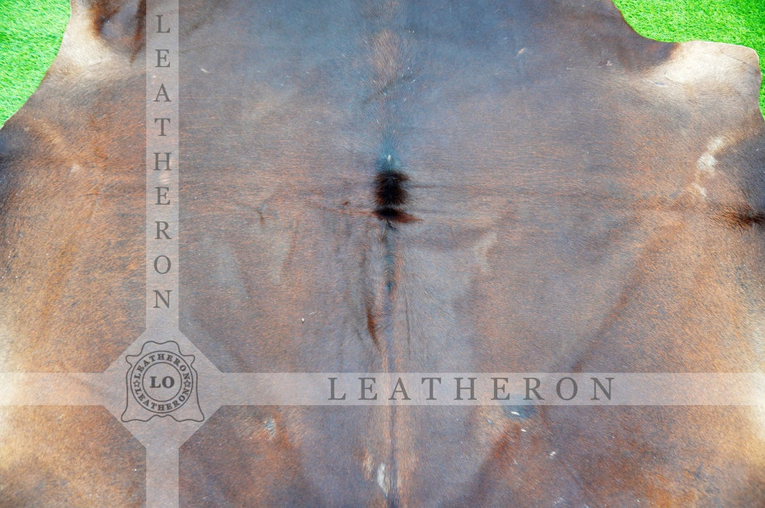 Large (5.3 X 5.8 ft.) EXACT As Photo, Black COWHIDE RUG | 100% Natural Cowhide Area Rug | Hair-on Leather Cowhide Rug | C393