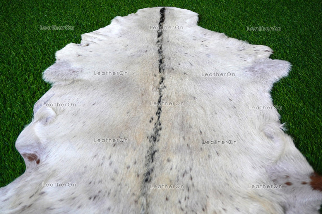 Goat Skin ( 3 ft. x 2.5 ft. approx.) Exact As Photo, 100% Natural Goat Skin | Real Hair on Goat Skin Leather Area Rug | GS51