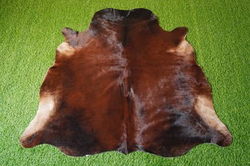 Small ( 4 x 4.3 ft.) EXACT As Photo, Brown Black COWHIDE RUG | 100% Natural Cowhide Area Rug | Hair-on Leather Cow Hide Rug | C523