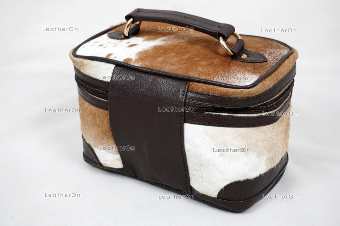 Cowhide Beauty Box Bag | 100% Natural Cowhide Top Handle Bag | Real Hair On Cowhide Leather Ladies Bag | BOX05